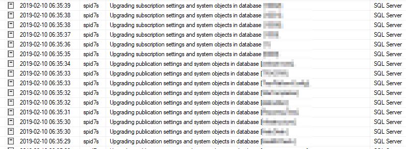 Watching script update mode progress in the SQL Server error log